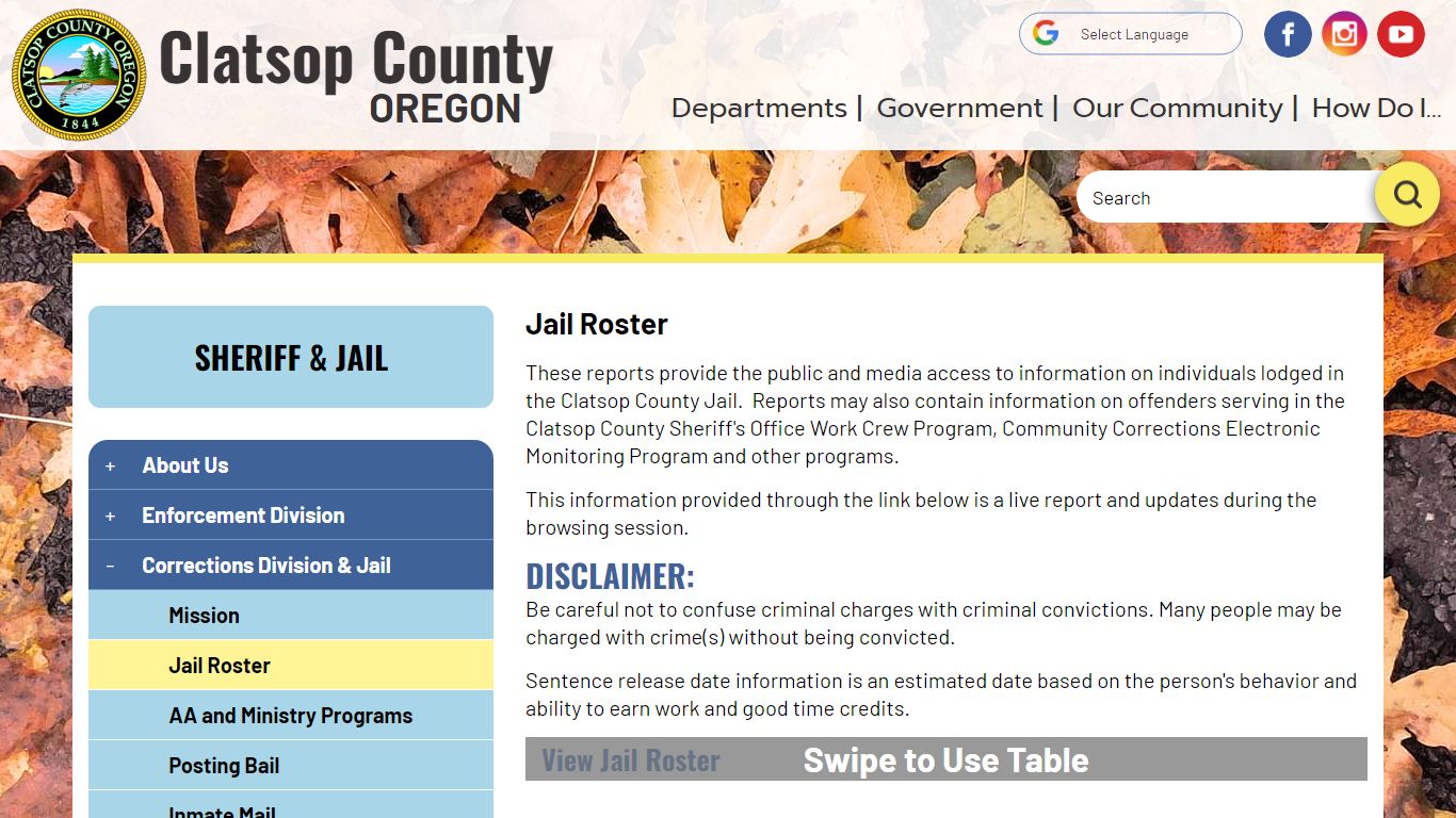 Jail Roster | Clatsop County Oregon